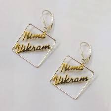 CUSTOMIZED NAME SQUARE FRAME EARRINGS