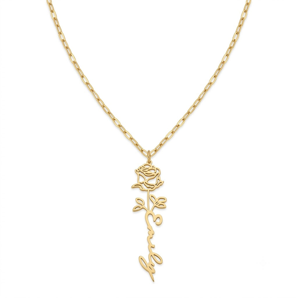CUSTOMIZE FLOWER NAME NECKLACES